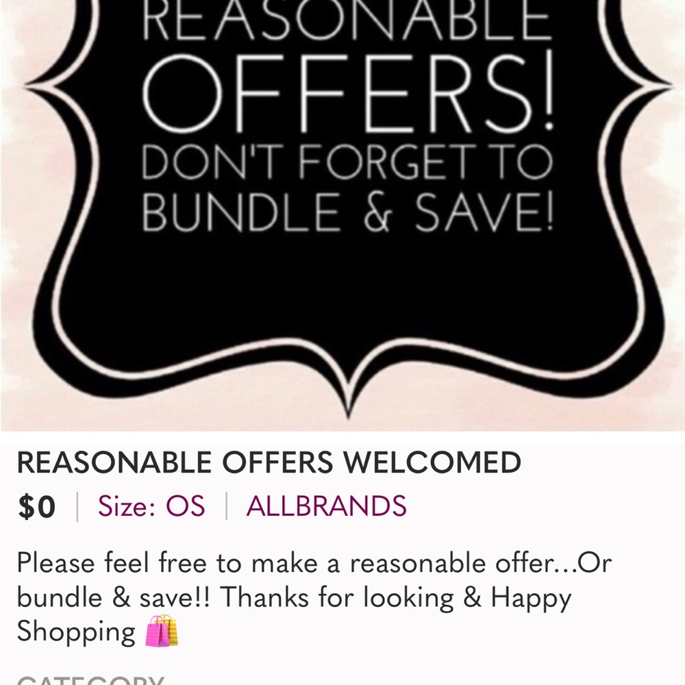 Reasonable Offers Welcomed Sign